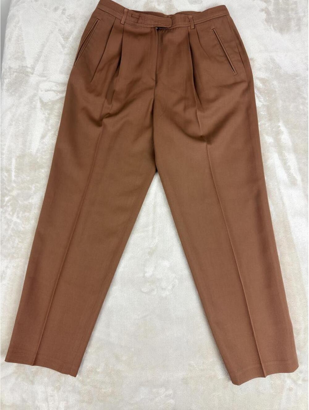 Vintage Korean Pleated Dress Pants High Rise Brown 73cm Waist